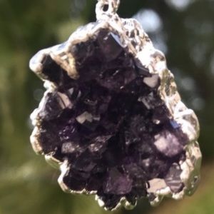 Unpolished Amethyst Boho Pendant